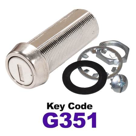 Global RV SS Compartment Lock, Cam/Blade Style, 1-3/4in Threaded Barrel, Blades not Included, Keyed to G351 CLB-351-134-SS